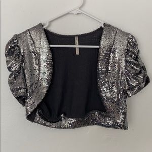 Silver Sequin bolero.  Size Small